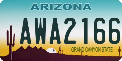AZ license plate AWA2166