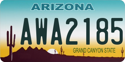 AZ license plate AWA2185