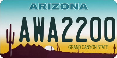 AZ license plate AWA2200