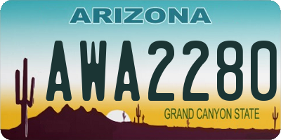 AZ license plate AWA2280