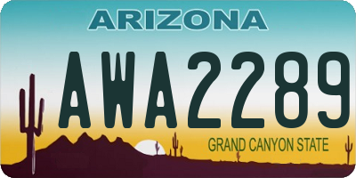 AZ license plate AWA2289