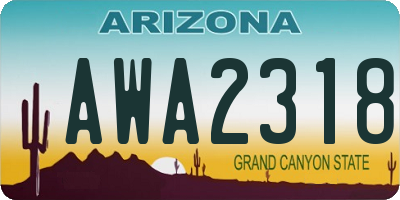 AZ license plate AWA2318