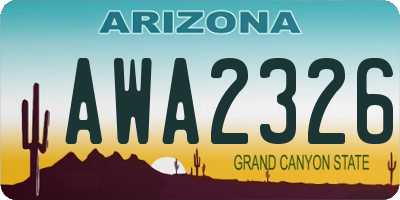 AZ license plate AWA2326