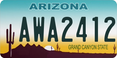 AZ license plate AWA2412