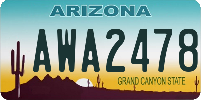 AZ license plate AWA2478