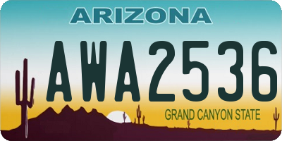 AZ license plate AWA2536