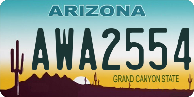 AZ license plate AWA2554