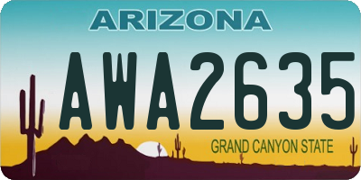 AZ license plate AWA2635