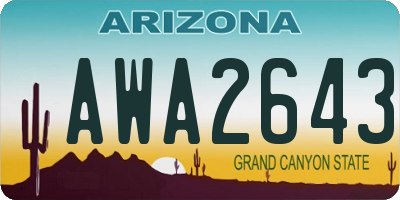 AZ license plate AWA2643