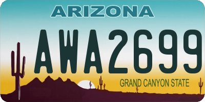 AZ license plate AWA2699