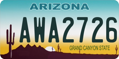 AZ license plate AWA2726