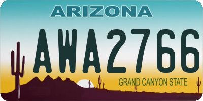 AZ license plate AWA2766