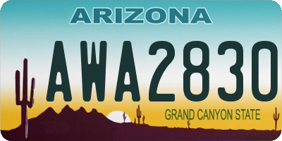 AZ license plate AWA2830
