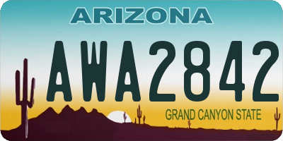 AZ license plate AWA2842