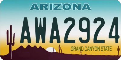 AZ license plate AWA2924