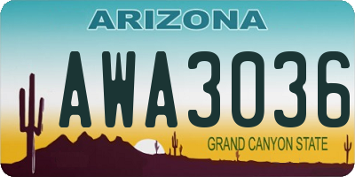 AZ license plate AWA3036