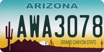 AZ license plate AWA3078