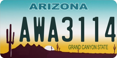 AZ license plate AWA3114