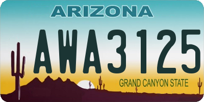 AZ license plate AWA3125