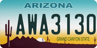 AZ license plate AWA3130