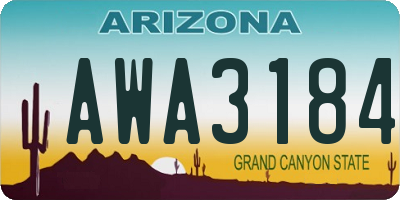 AZ license plate AWA3184