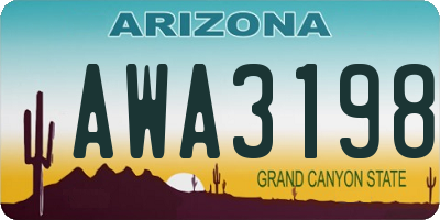 AZ license plate AWA3198