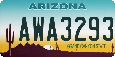 AZ license plate AWA3293