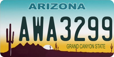 AZ license plate AWA3299