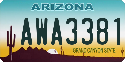 AZ license plate AWA3381
