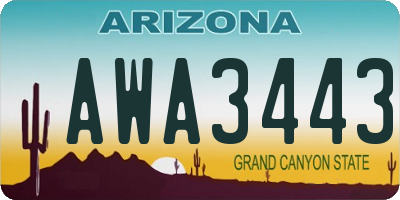 AZ license plate AWA3443