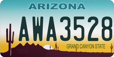AZ license plate AWA3528