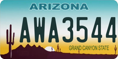 AZ license plate AWA3544