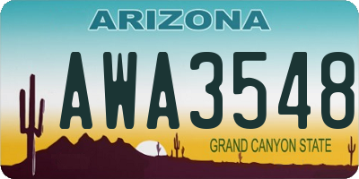 AZ license plate AWA3548