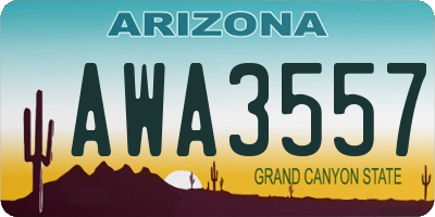 AZ license plate AWA3557