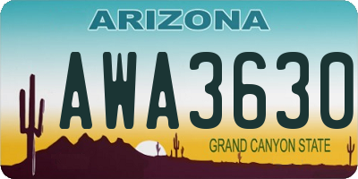 AZ license plate AWA3630