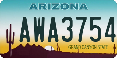 AZ license plate AWA3754