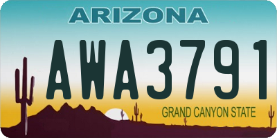 AZ license plate AWA3791