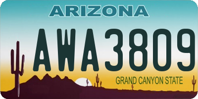 AZ license plate AWA3809