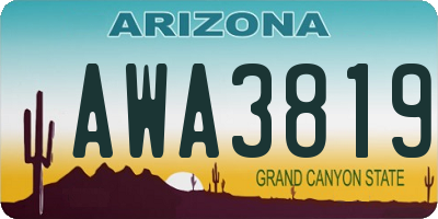 AZ license plate AWA3819