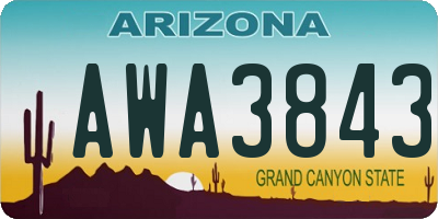 AZ license plate AWA3843