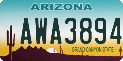 AZ license plate AWA3894