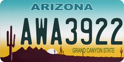 AZ license plate AWA3922