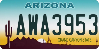 AZ license plate AWA3953