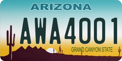 AZ license plate AWA4001