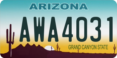AZ license plate AWA4031