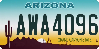 AZ license plate AWA4096