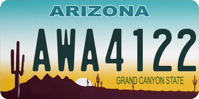 AZ license plate AWA4122