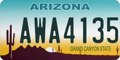 AZ license plate AWA4135