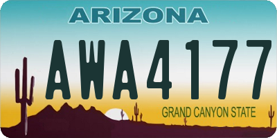 AZ license plate AWA4177