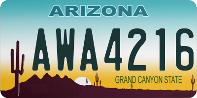AZ license plate AWA4216